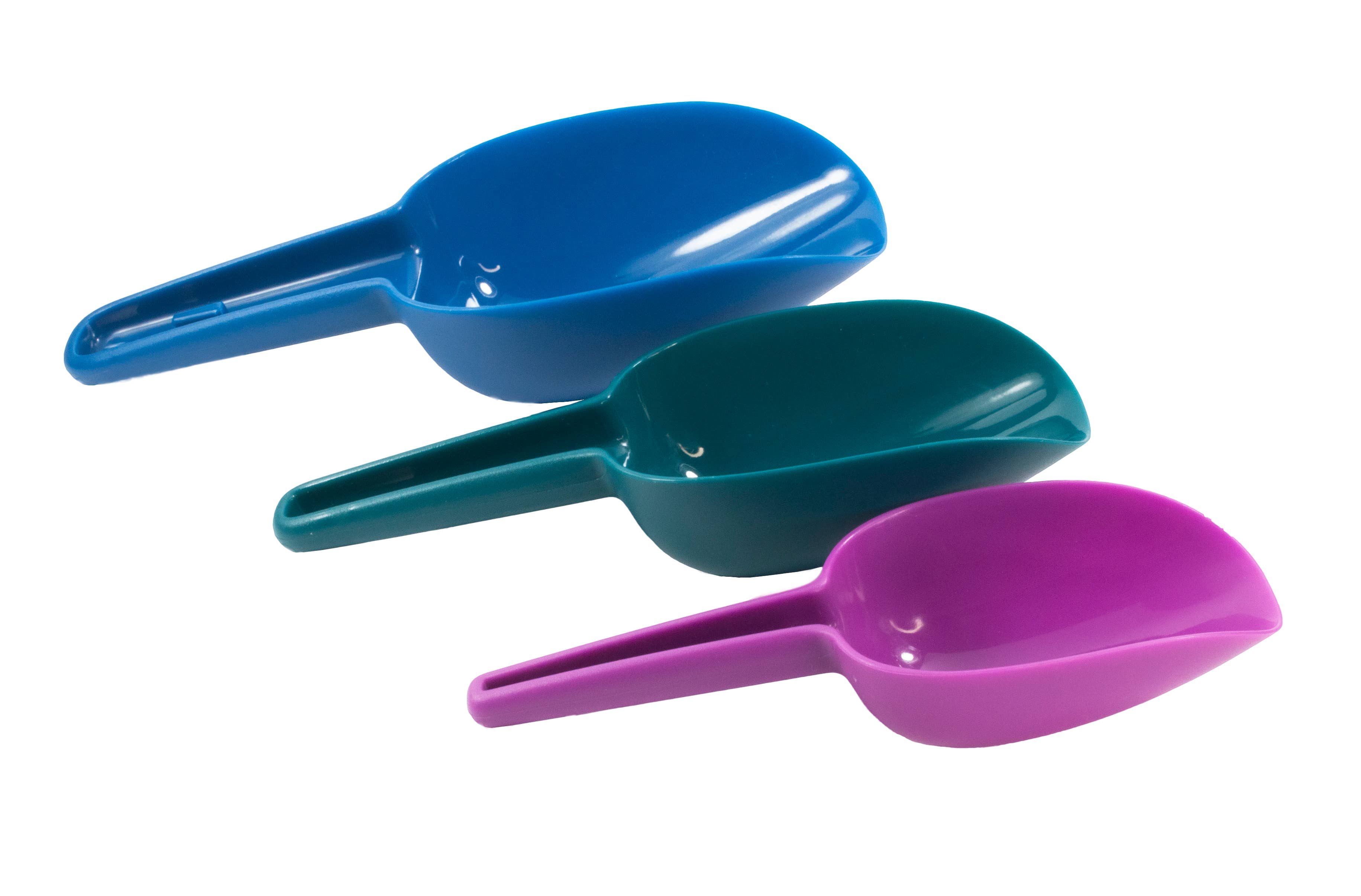 Assorted Colors Blue Green Purple KITCHEN BASICS Measuring Scoops 3/ST Plastic for wholesale on Faire1