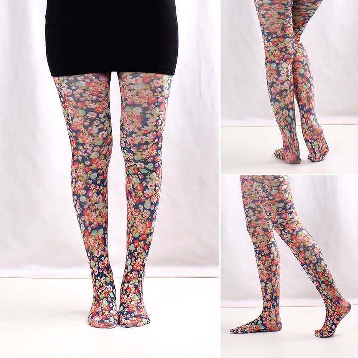 SALINA TRADING INC - Wholesale Tights - Women's - Floral Print Pantyhose with Heart and Butterfly Design - Lightweight Nylon Tights21