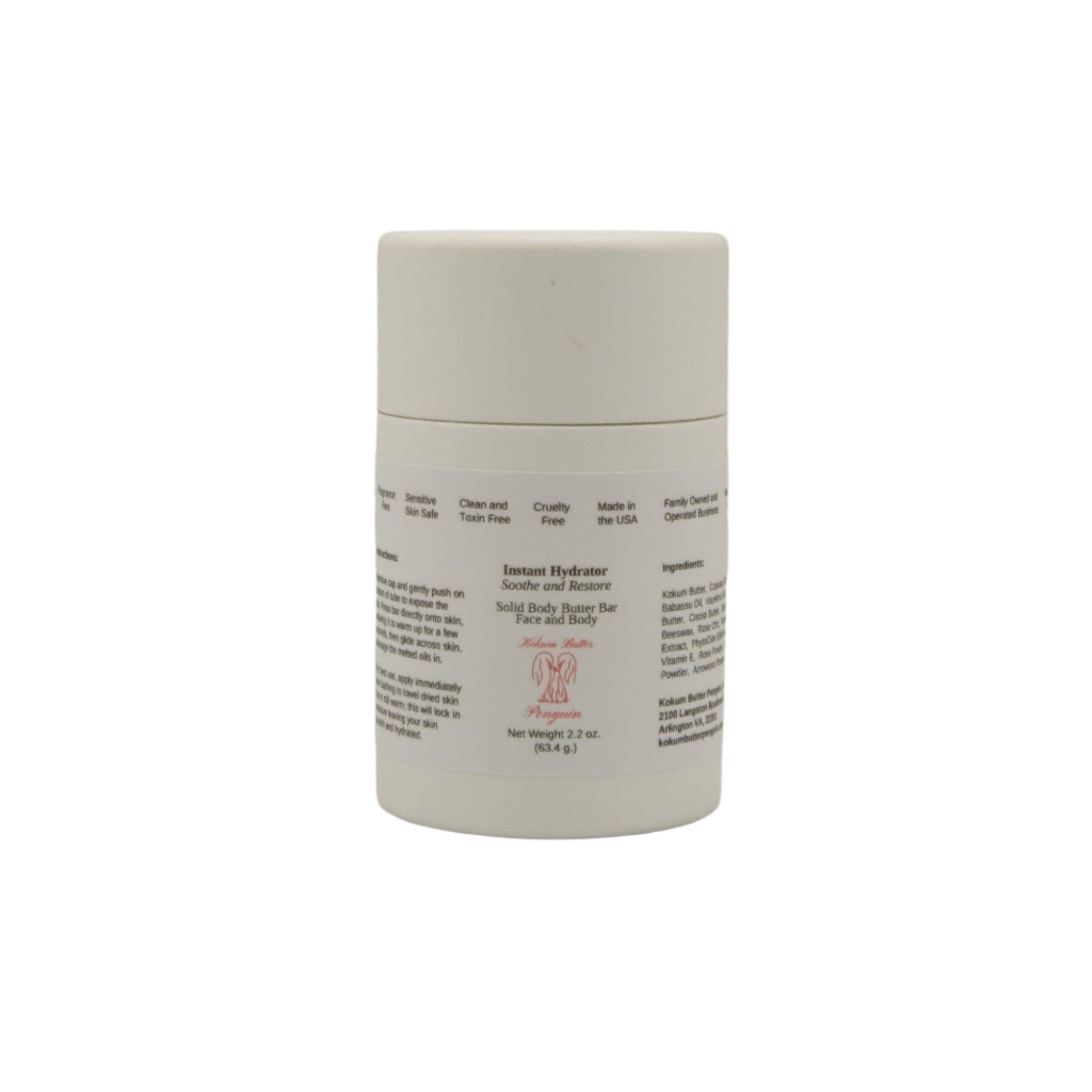 Kokum Butter Penguin - Wholesale Solid Lotion - Instant Hydrator - Soothe and Restore (Lotion Bar) Pushup Paperboard Tube