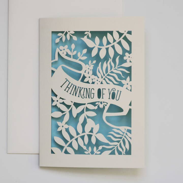 Tænker på dig Banner Laser Cut A6-kort for engroshandel hos pogofandango