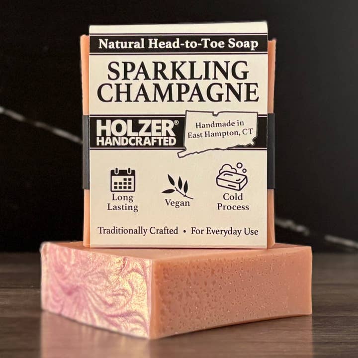 Handmade Soap Bar | Sparkling Pink Champagne - Prosecco + Raspberries Scented | Handcrafted Bar Soap | Natural Cold Process | Vegan | 4.5 oz for wholesale by Holzer Handcrafted ®