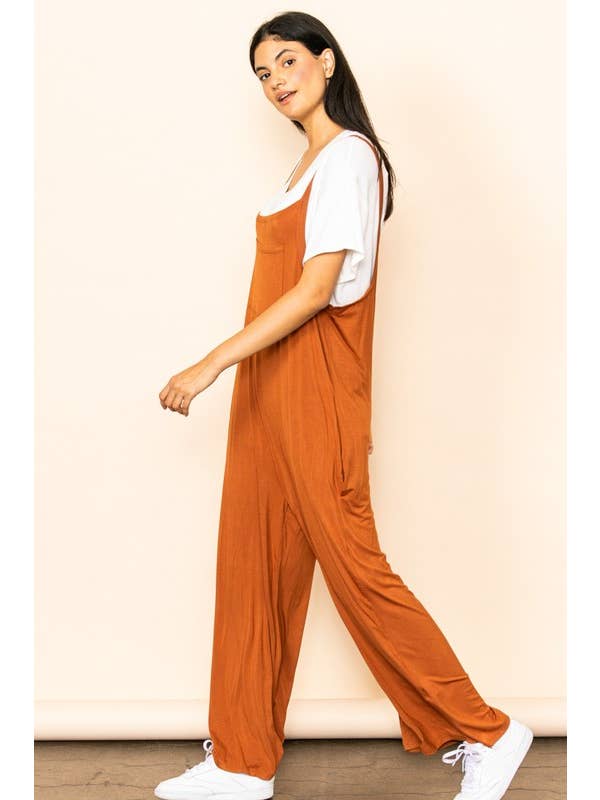 Elloh Collection - Wholesale Jumpsuit - Women's - Casual Comfy Wide Leg Overall Jumper w Bib and Side Pockets2