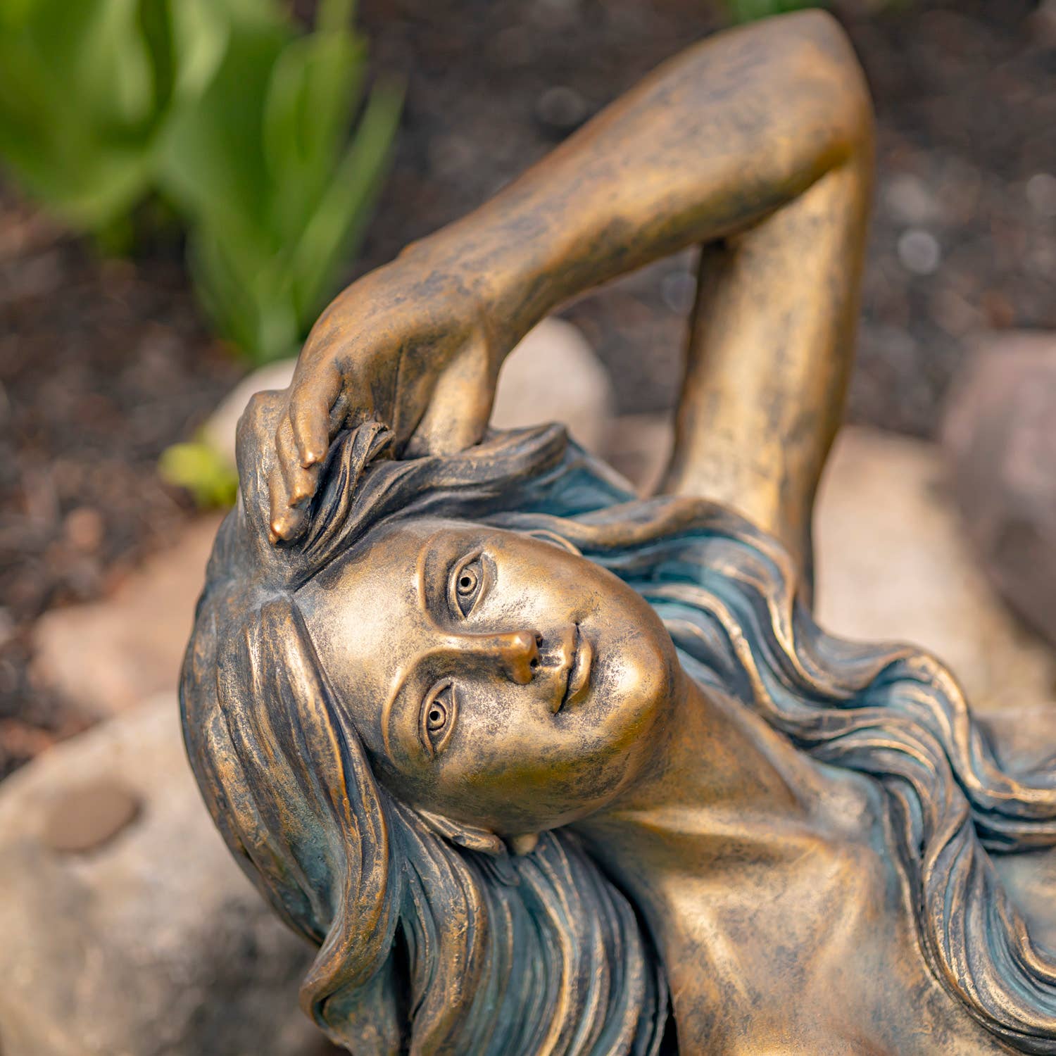 Zaer Ltd. International - Wholesale Outdoor Ornament/Decor - 36" Long Mermaid Reclining on Rock "Camree"2