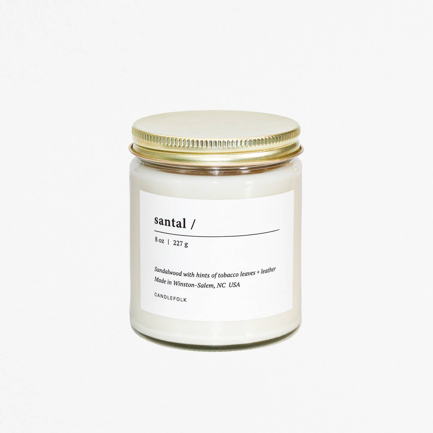 Candlefolk - Wholesale Jar/Filled Candle - Santal - 8 oz Soy Candle