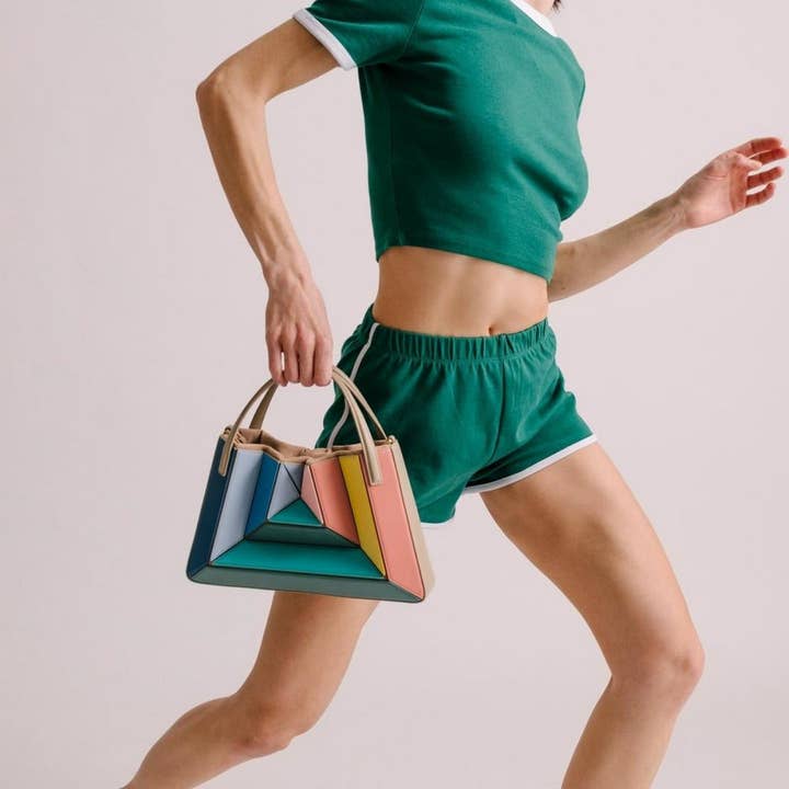 ACCITY - Wholesale Top Handle Bag - Women's - CONTRAST COLOR PATCHWORK DRAWSTRING HANDBAG_CWAB1928