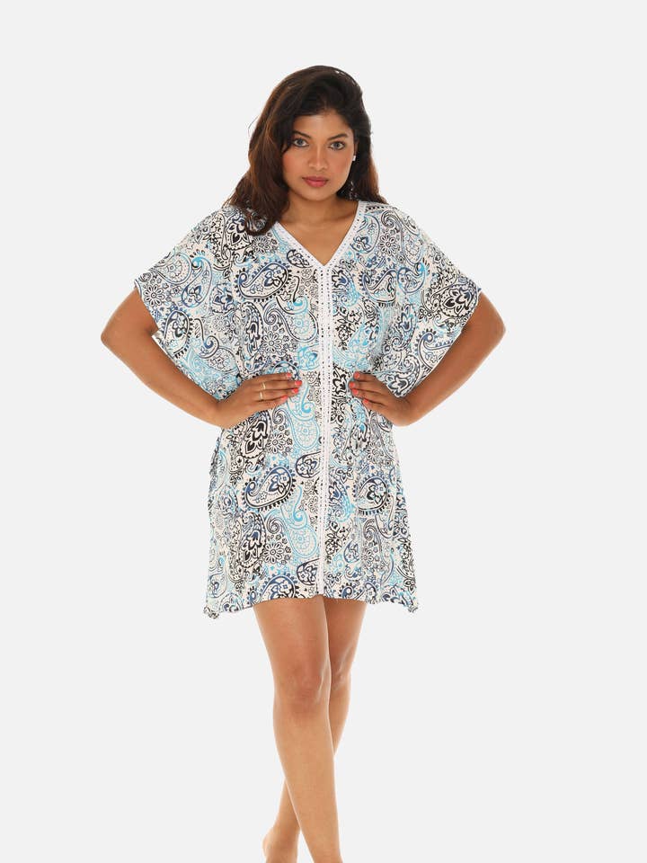 Paisley Print Cover-up Caftan for wholesale by Shoreline Wear. INC