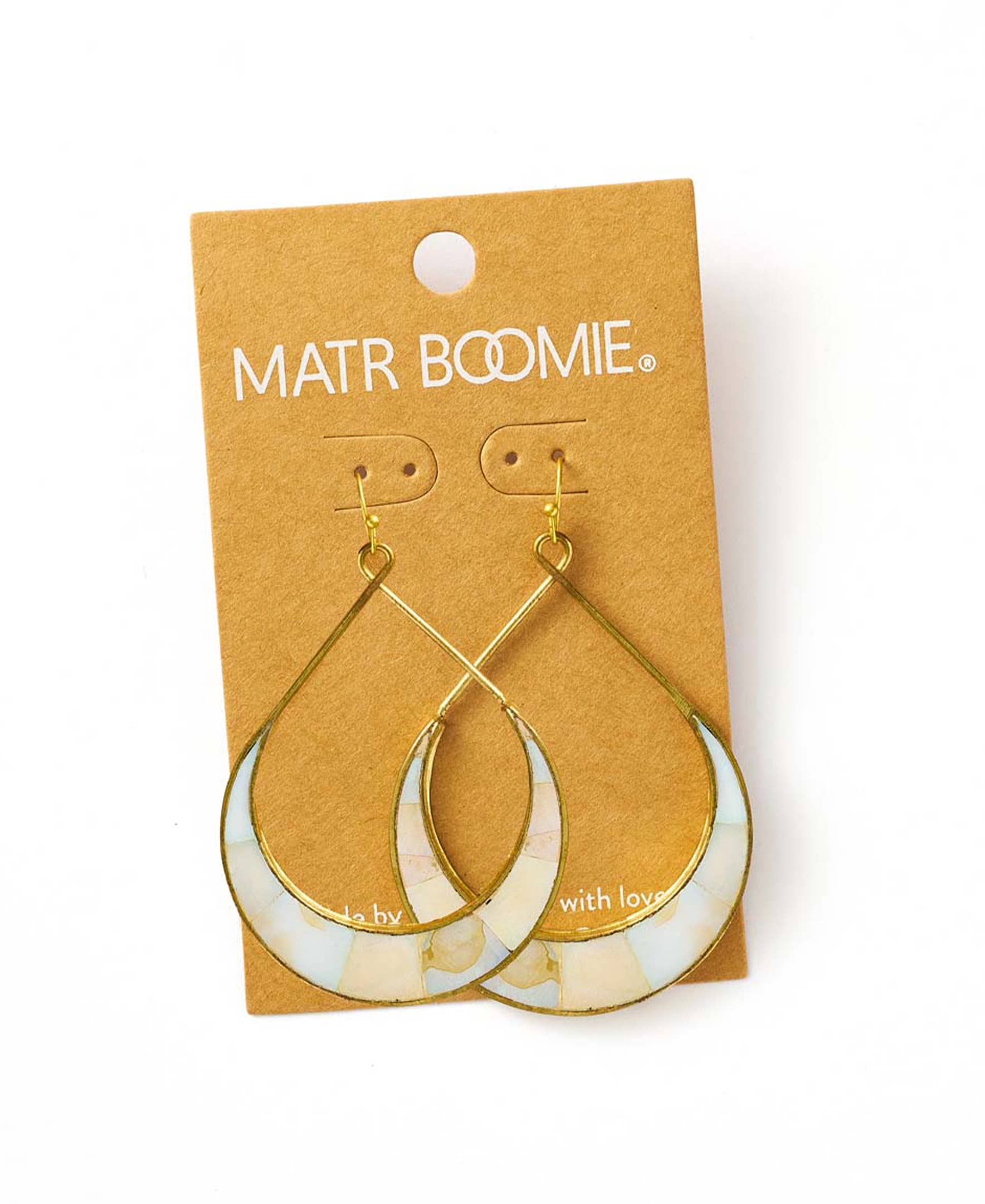 Matr Boomie Fair Trade - Wholesale Hoop Earrings - Rajani Crescent Mother of Pearl Hoop Earrings1