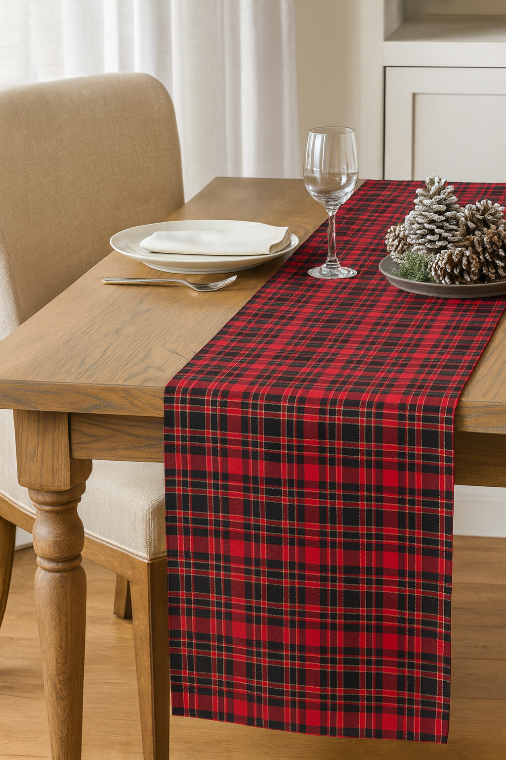 Fennco Styles - Vente Chemins de table - Chemin de table de fête à carreaux classique en tartan3