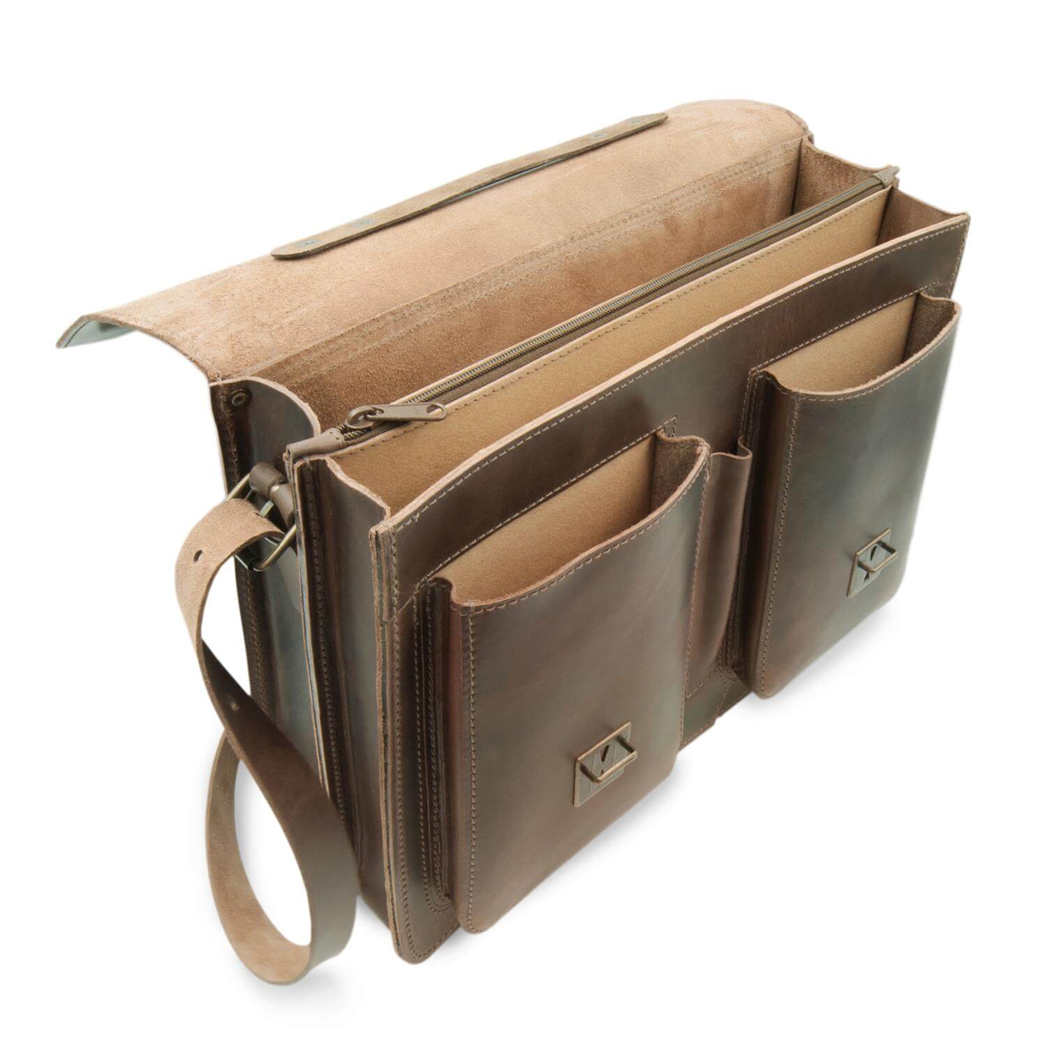 Thielemann Leather Manufacturer – Pasta - Unissexo por atacado – Maleta de couro “Köln” PREMIUM | cor: marrom escuro3