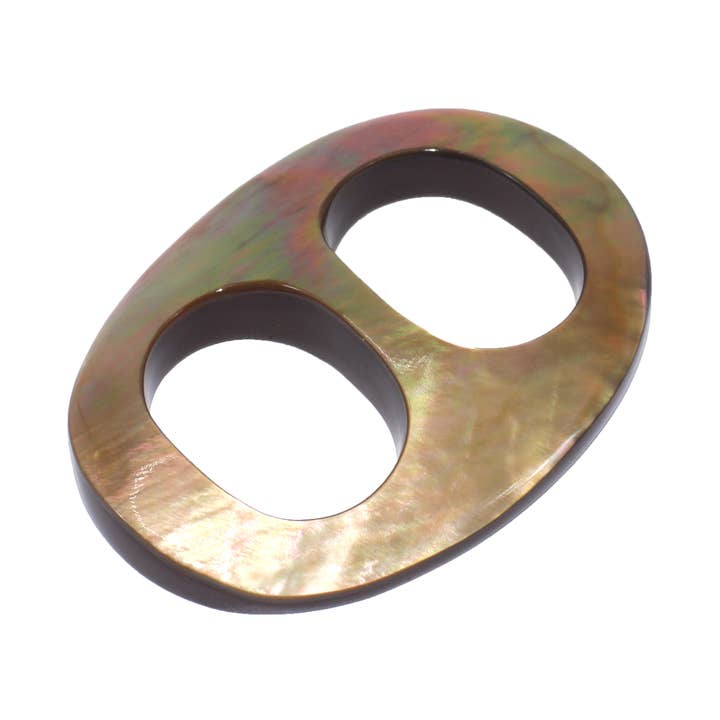 Anne B. Accessories – Großhandel Schal – Damen – Großer Schalring, Schalschnalle, Perlmutt, Horn, 6 cm x 4,5 cm