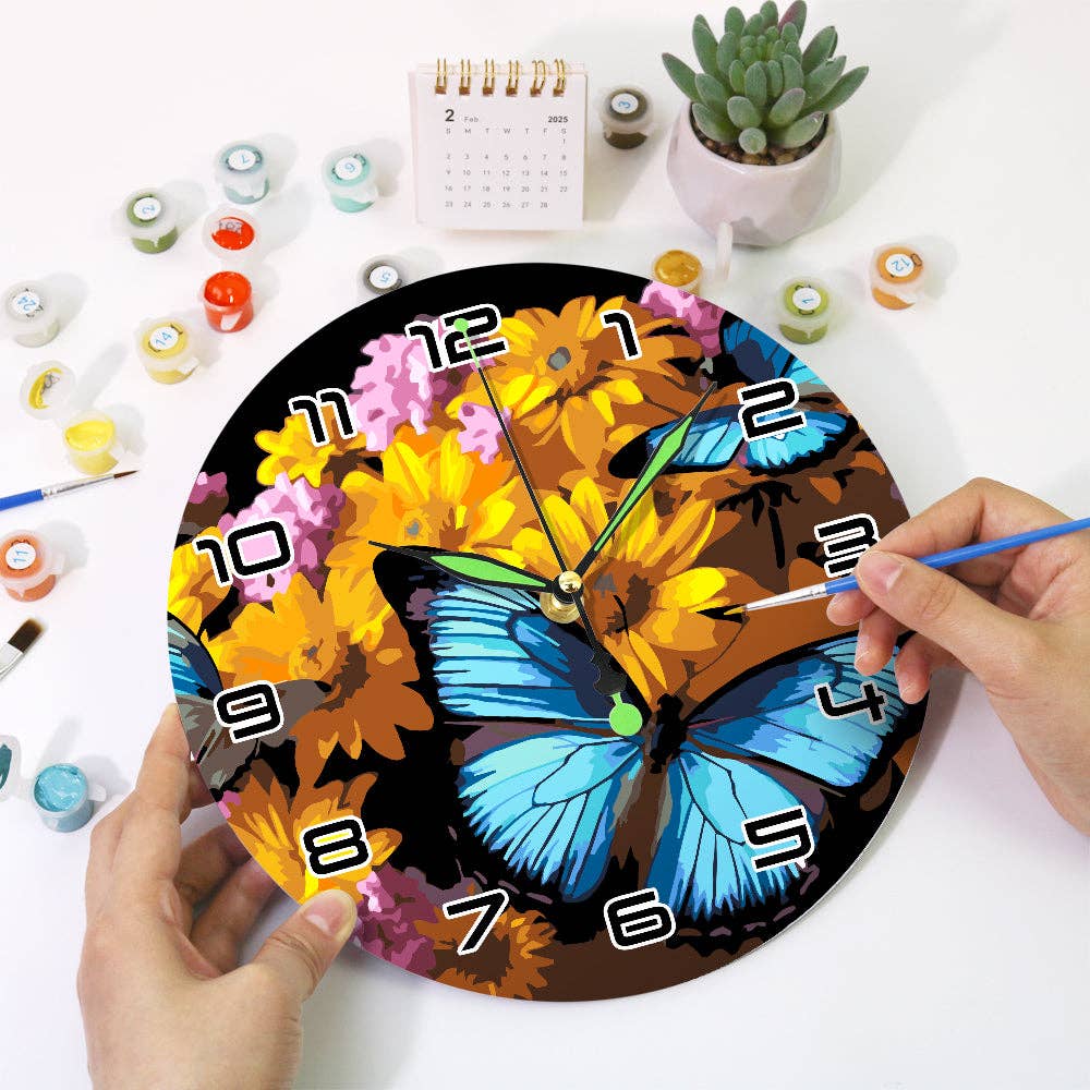 Paint Your Numbers - Wholesale DIY Craft Kit - Paint the Moment – Butterfly Bloom Clock Kit22