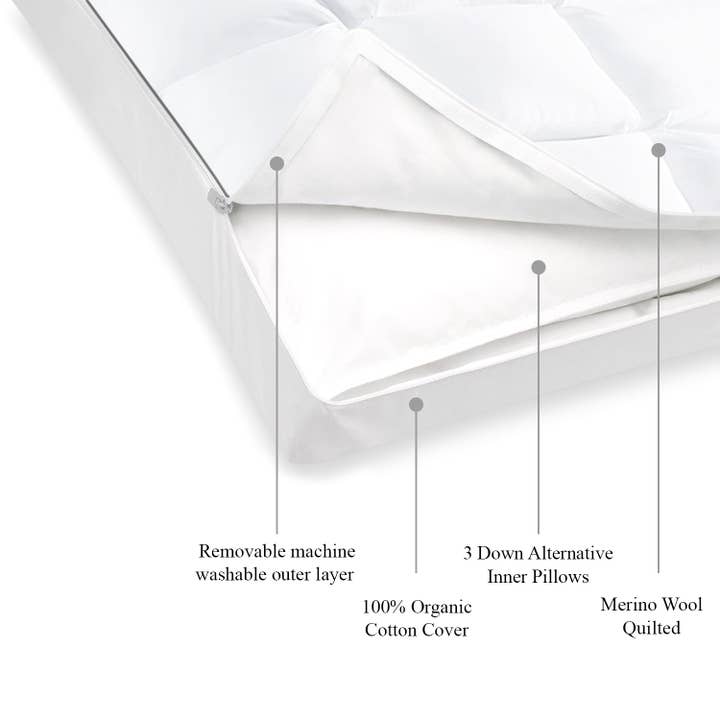 Delara - Venta al por mayor Almohadas - Almohada Ajustable de Alternativa de Plumas con Acolchado de Lana1