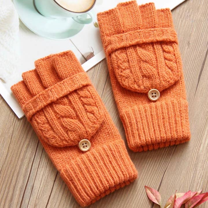 Happy Knits - Wholesale Gloves - Women's - Flip-Cover Wool Gloves for Women - Fingerless Winter Gloves4