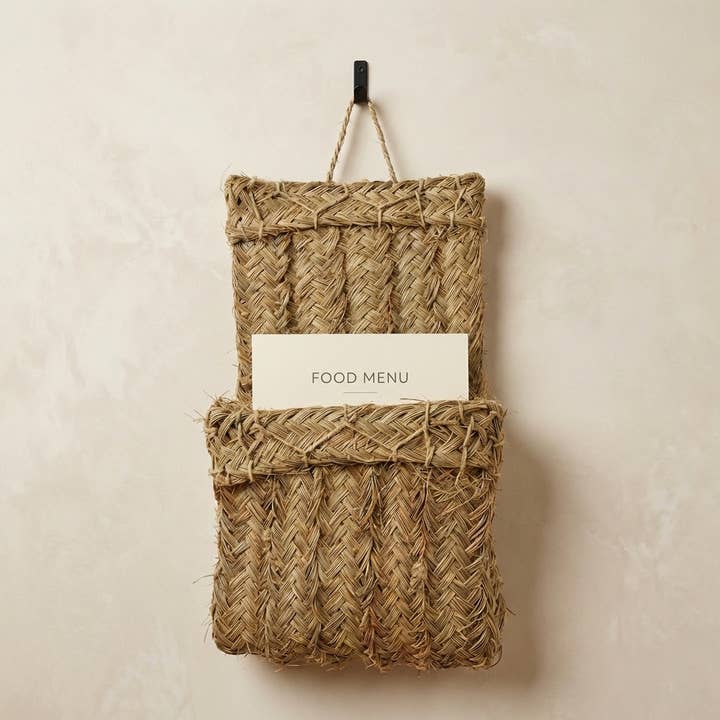 Woven Grass Wall Pocket Organizer - Boho Farmhouse Decor for wholesale by Gran Wholesale