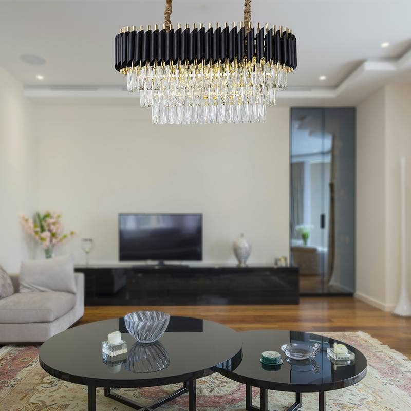 Ledsone - Wholesale Chandelier/Hanging Light - Black and Gold Hanging Crystal Chandeliers Light Fixture ~480310