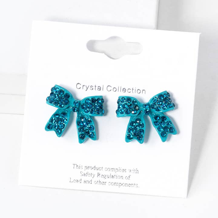 Sensibling Corp. - Wholesale Stud/Post Earrings - Pave bow stud earrings