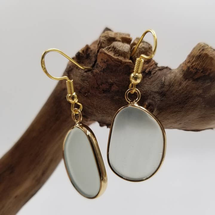 Natural Green Agate Oval Earrings for wholesale by CHAKRA JEWELRY