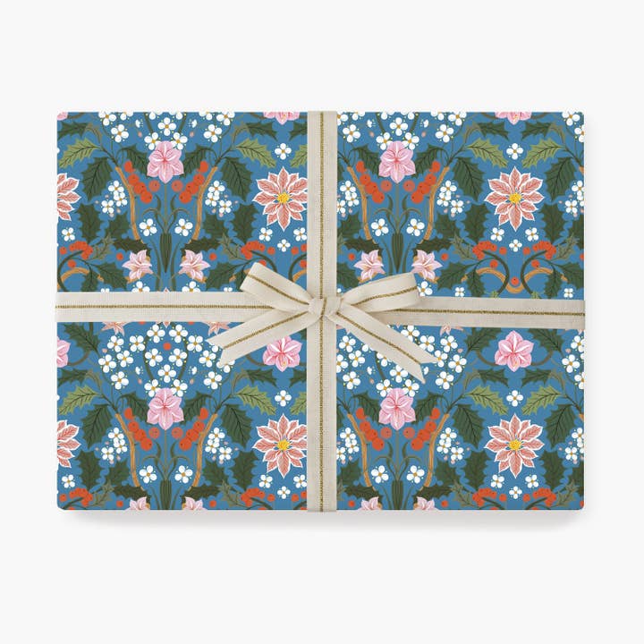 Botanica Paper Co. - Wholesale Flat Wrap - CHRISTMAS BLUE | Double Sided Wrapping Paper