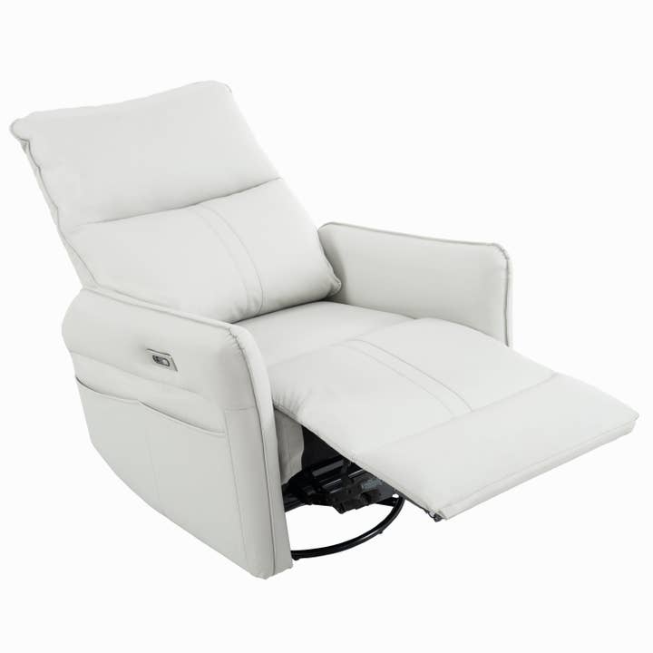 HOMYCASA DESIGN INC - Wholesale Chair - 270° Power Swivel Rocker Recliner, PU Leather Glider, Gray16