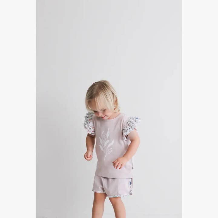 Burrow & Be Australia - Wholesale Shorts – Kids - Penny Shorts – Wildflower/Lavender2