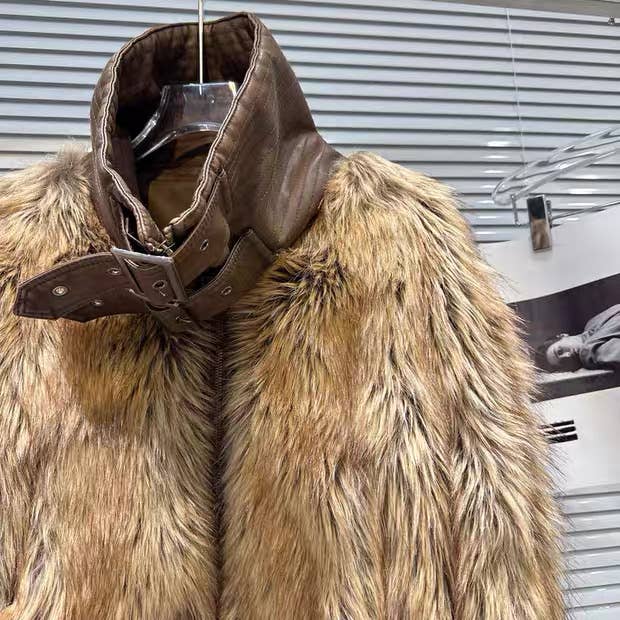 Productseeker – wholesale Fur/faux fur coat – Women's – JK265 2025 Winter Faux Fur and Leather Patchwork Short Coat12