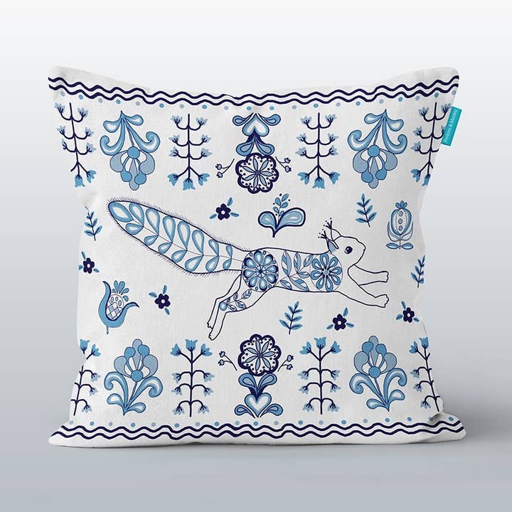 Delft Squirrel Cushion for wholesale by Perkins & Morley