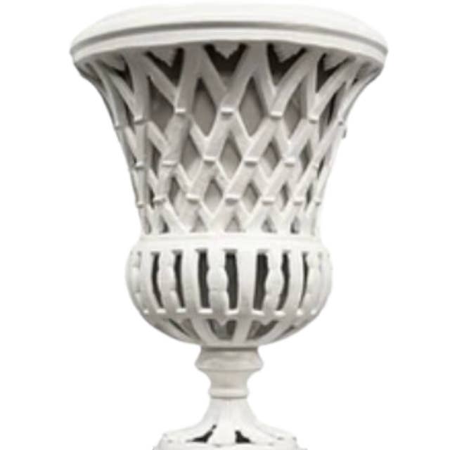 The Enchanted Home - Wholesale Urn - White Lattice 16" Urn in Cast Aluminum