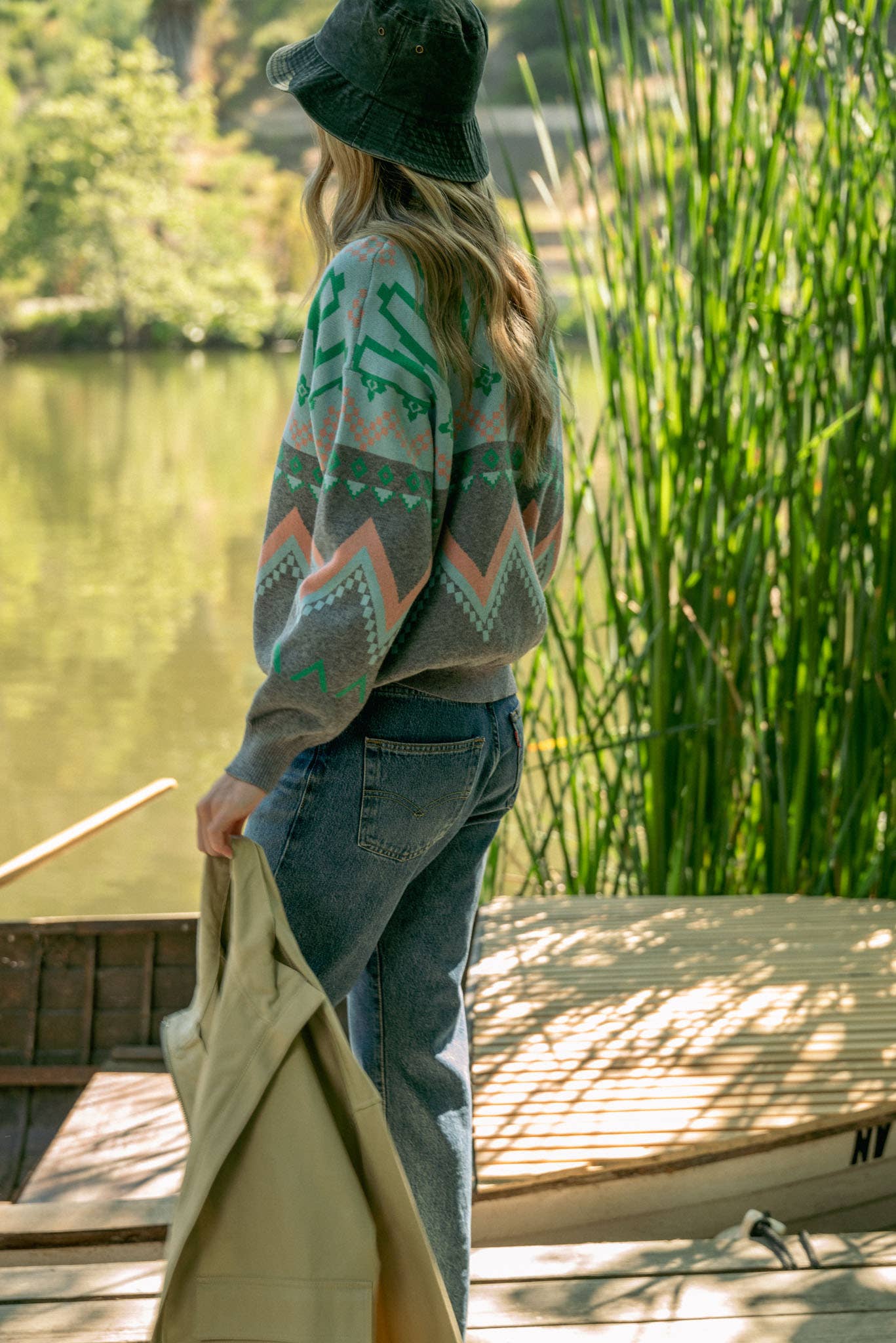 Burgundy Multi GEOMETRIC KNIT MOCK NECK HALF ZIP PULLOVER SWEATER MSW10885 for wholesale on Faire27