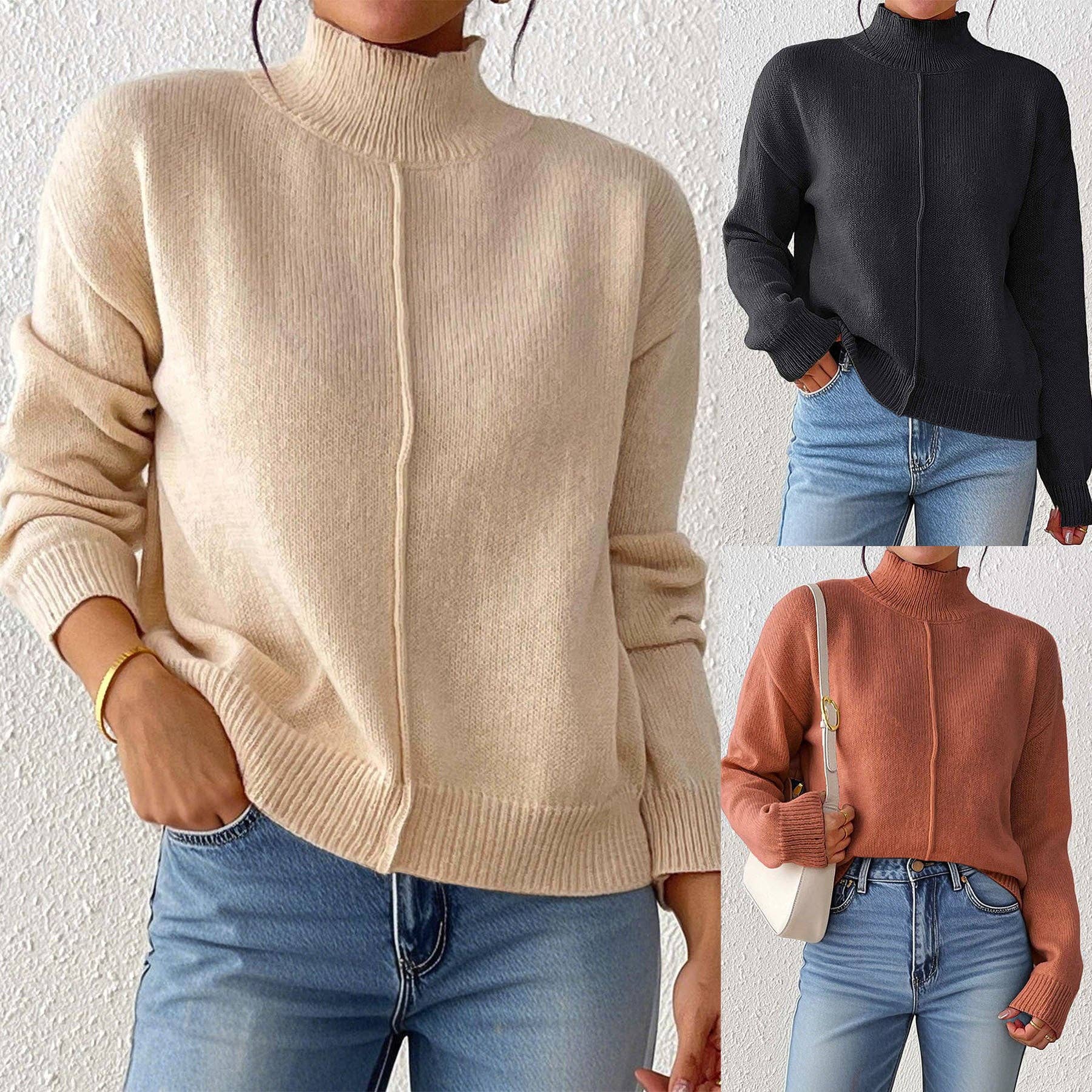 Masyal - Wholesale Knit Sweater - Women's - Autumn/Winter Women's High Neck Base Layer Sweater2