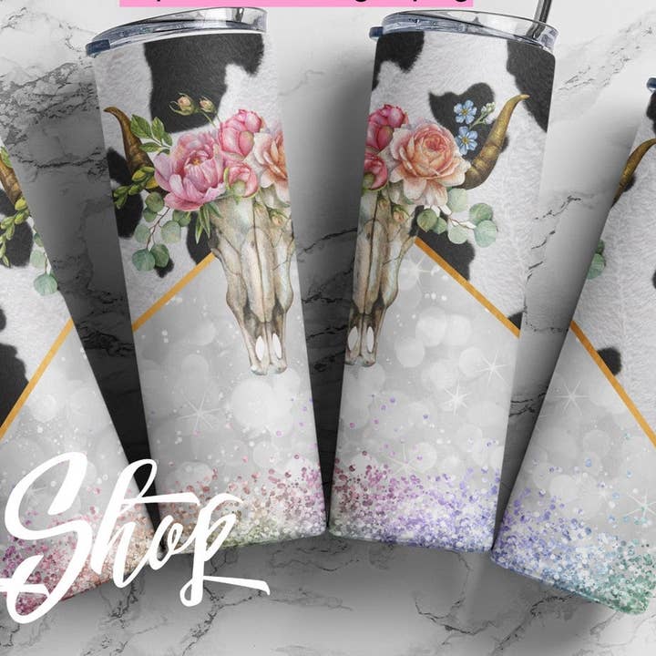 Gobelet de vache, imprimé de vache, tasse de crâne de vache, gobelet mince de 20 oz pour la vente par Dm Crafting