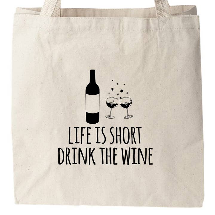 Bolsas divertidas de lona Life Is Short Drink The Wine para venta al por mayor de Moonlight Makers