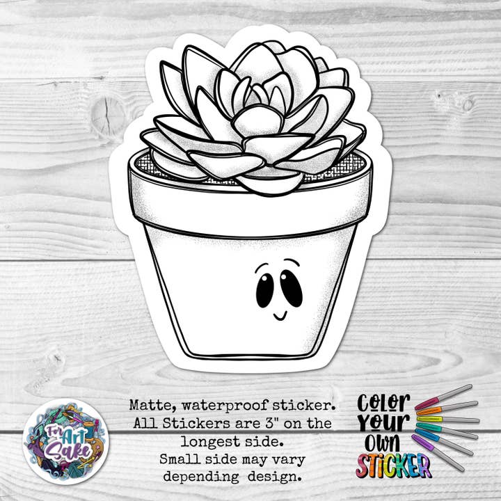 Succulent Color Your Own Sticker for wholesale by For Art Sake Stickers