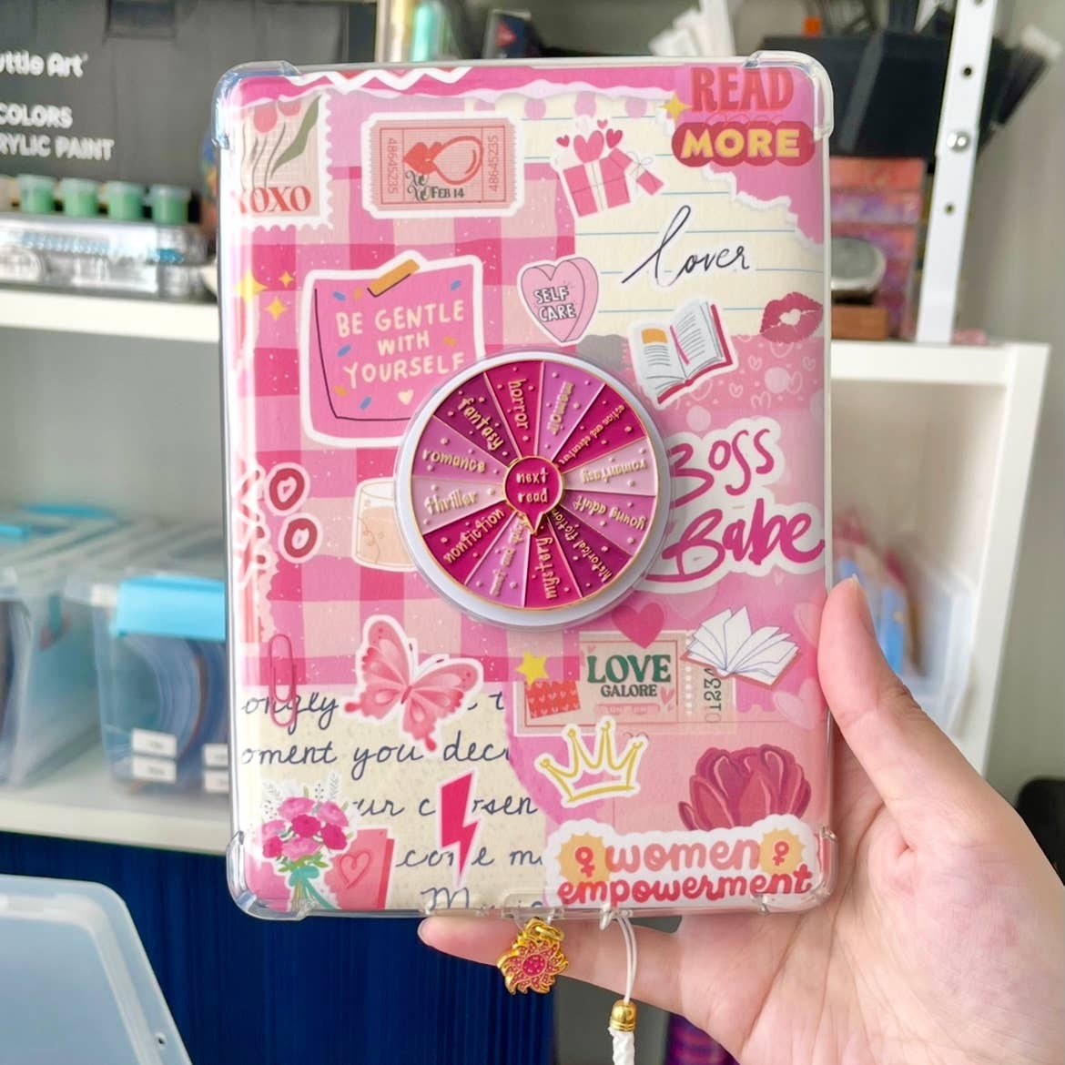 Galloree Designs LLC - Wholesale Phone Grip - Kindle Grip, Pink Book Genre Kindle Grip, Kindle Holder5