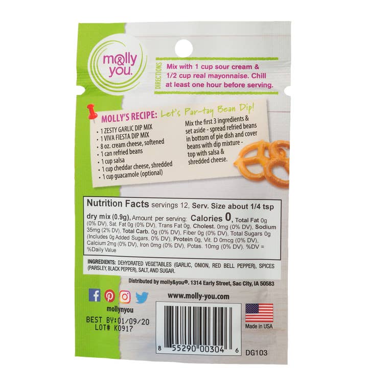 molly&you® - Wholesale Dip - Zesty Garlic Dip Mix4