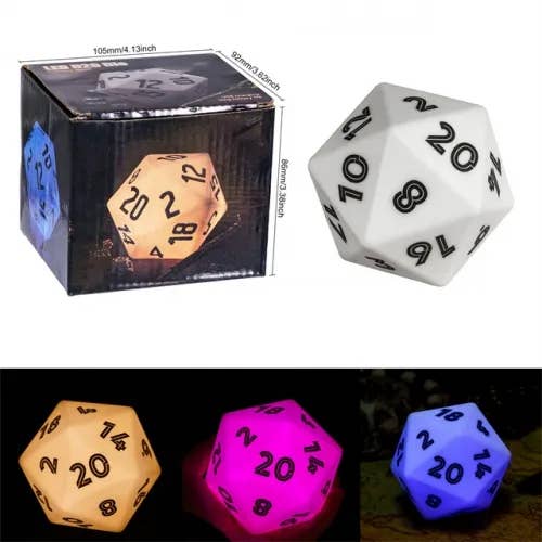 Giant LED D20 (86mm) for wholesale by Cultivation Games