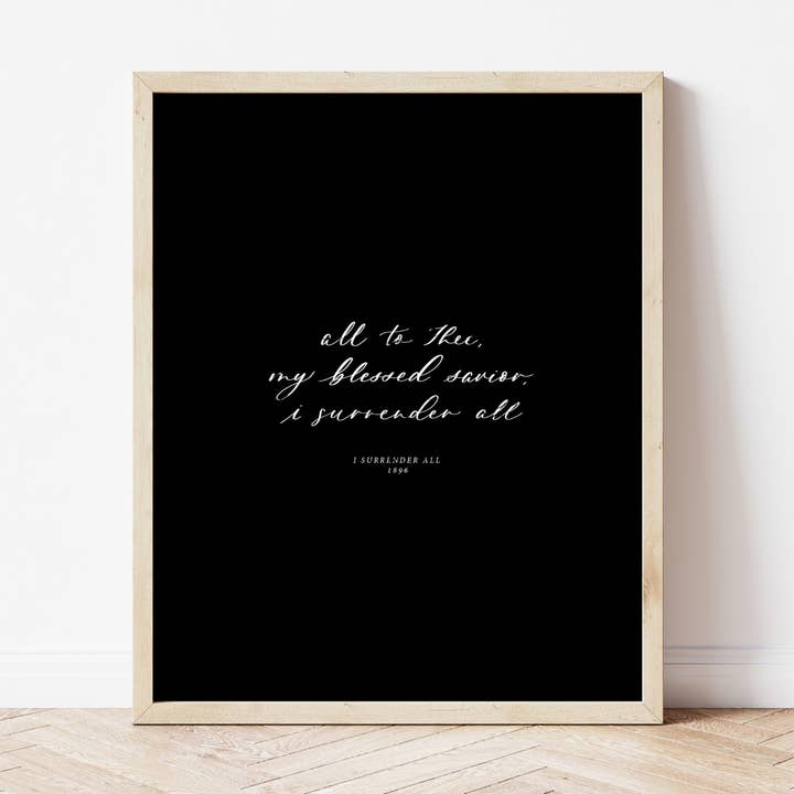 I Surrender All Hymn Art Print for wholesale by Pia Chella