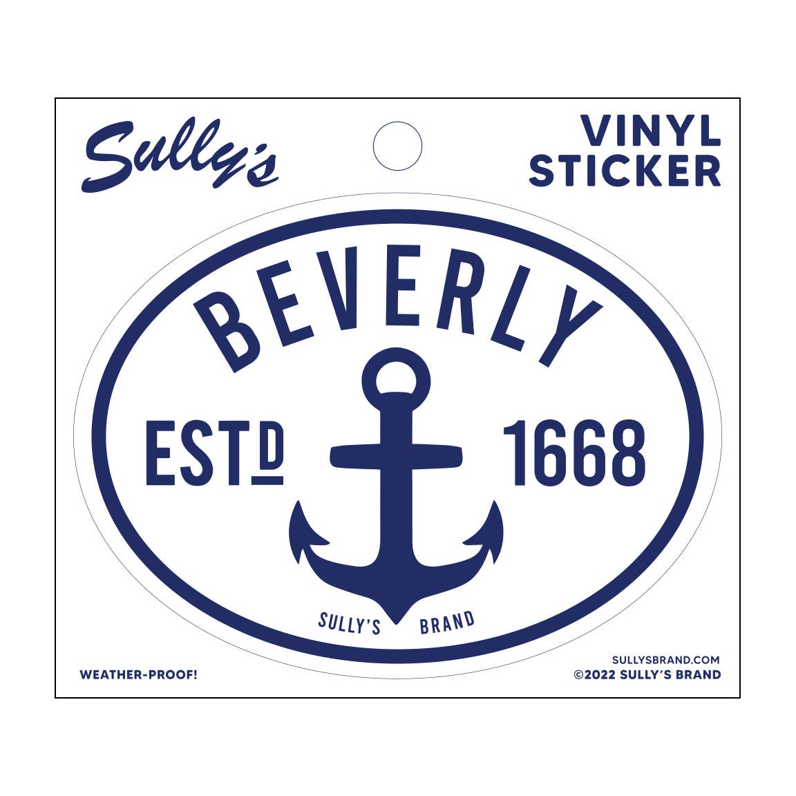 Sully's Brand – Engroshandel Klistermærke – Beverly „Anker“ Oval klistermærke (hvid)1