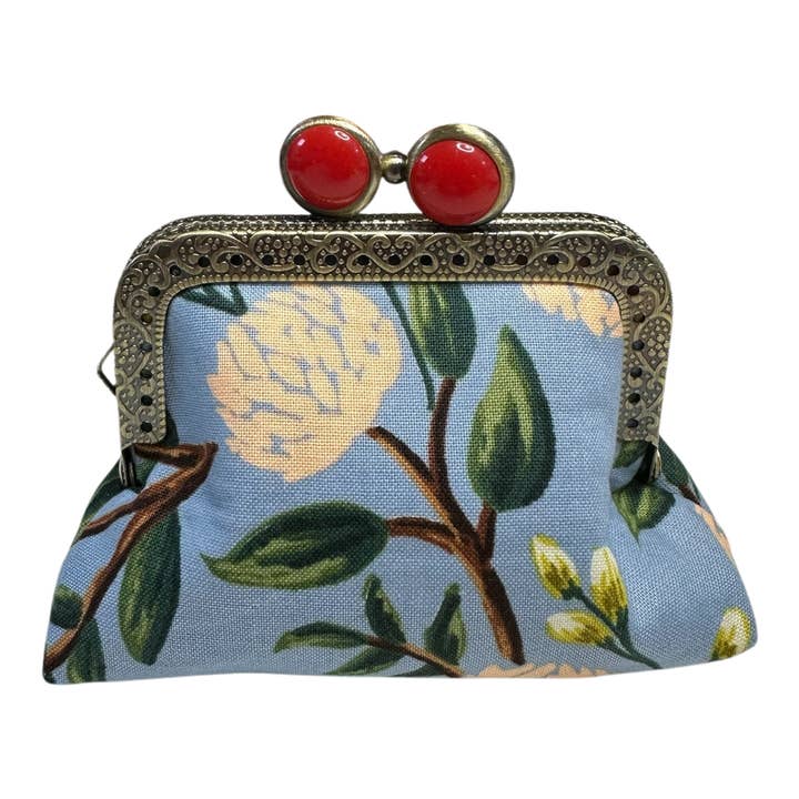 Kiki & Syds - Wholesale Coin Purse - Women's - Kiki & Syds Mini Clutch Coin Purse - Peonies Dusty Blue3