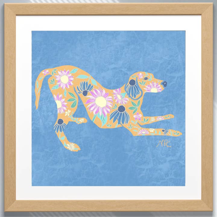 Fine Art Giclee Print-Play Bow Hound Dog Silhouette for wholesale by Natalie’s Art