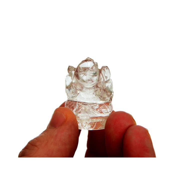 Kaia & Crystals - Wholesale Spiritual Stone/Crystal - Mini Clear Quartz Ganesha Sculpture (30mm - 35mm) - Hand Carved Crystal2