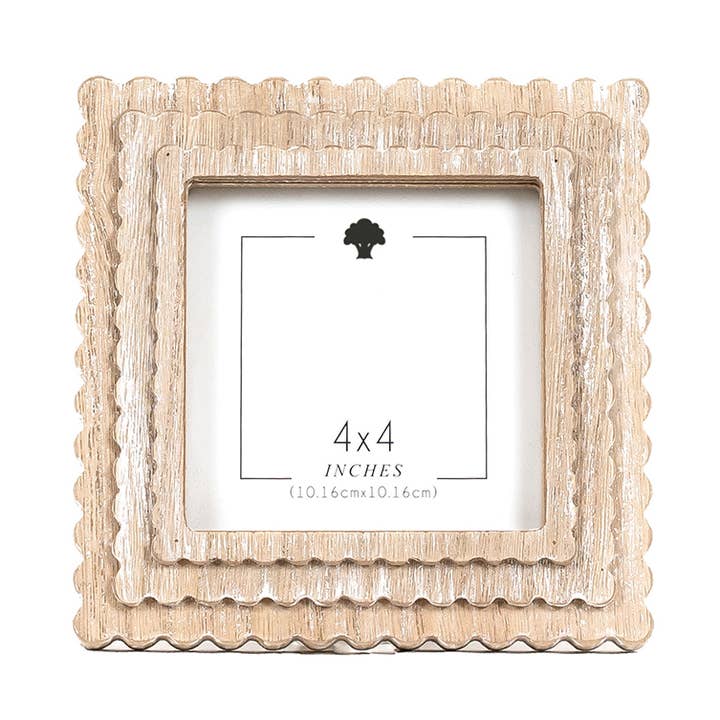 17018 - 6x6x1 wood photo frame (SCALLOP) (4x4) pic 11848 for wholesale by Devanie At Home (Formerly Adams & Co.)