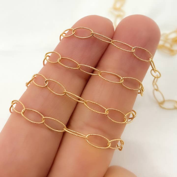 791TWGF. 14k Gold Filled Twisted Oval Link Chain for wholesale by Jewels & Chains