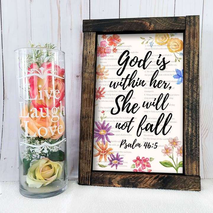 Psalm 46:5 God Is Within Her She Will Not Fall Wood Sign for wholesale by WhimsyLotus