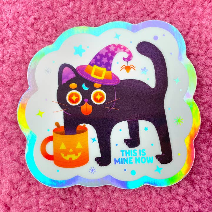 Kidnichols - Wholesale Sticker - Black Cat Halloween Sticker | Holographic | Cat lovers0