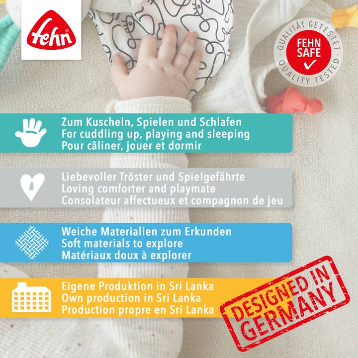 Fehn - Wholesale Security/Cuddle Blanket - Baby - Bird muslin comforter - sleeping aid & cuddle cloth