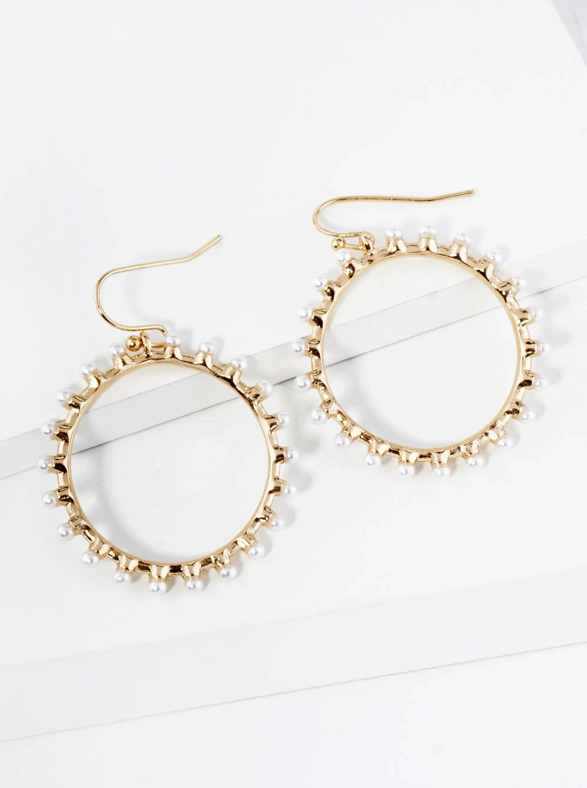 Wild Honey - Wholesale Dangle Earrings - Pearl Beaded Circle Dangle Drop Earrings1