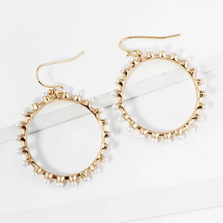 Wild Honey - Wholesale Dangle Earrings - Pearl Beaded Circle Dangle Drop Earrings1