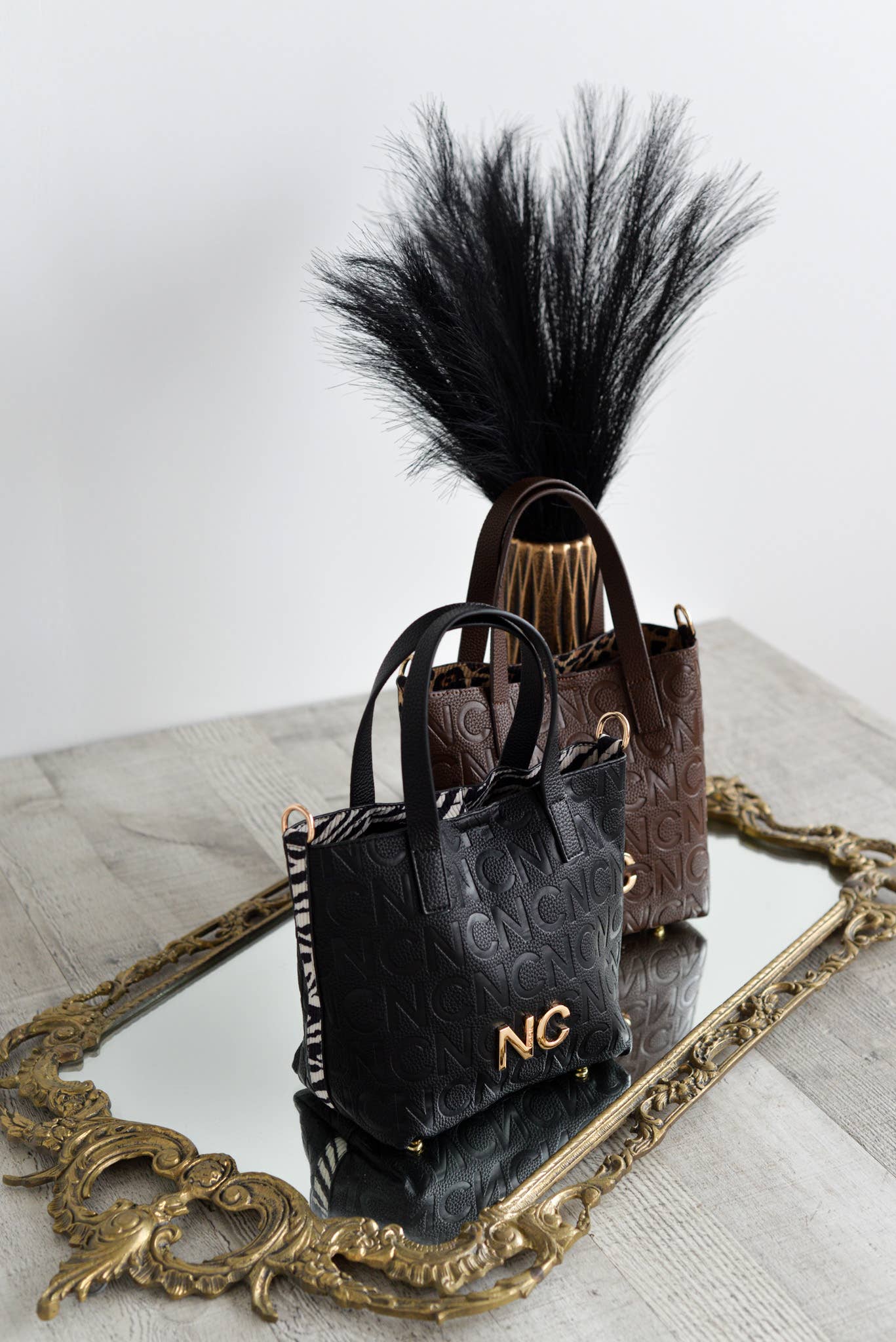 NOCO - Wholesale Top Handle Bag - Women's - Black Animal Print Cube3