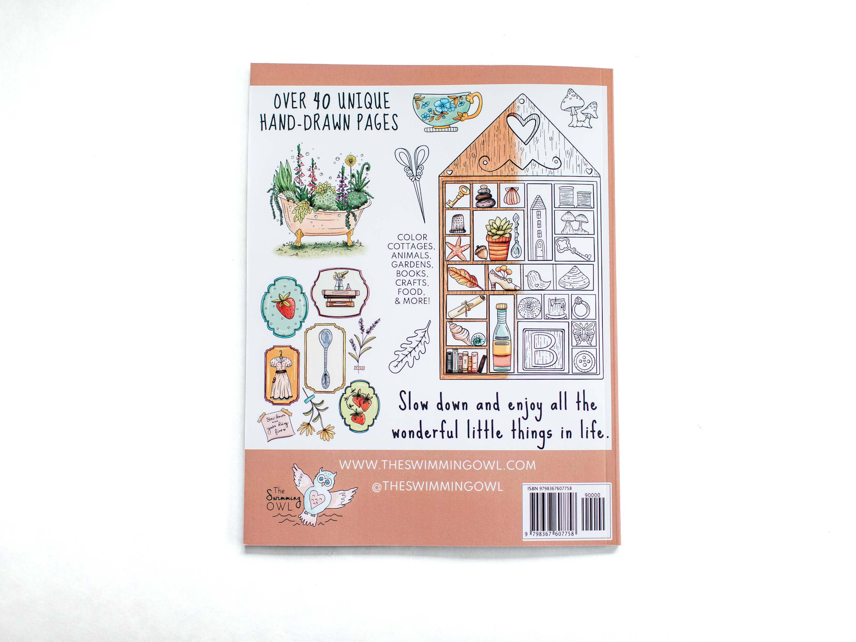 The Swimming Owl - Wholesale Coloring & Activity Book - Adult - Cozy Cottagecore Coloring Book For Adults + Teens1