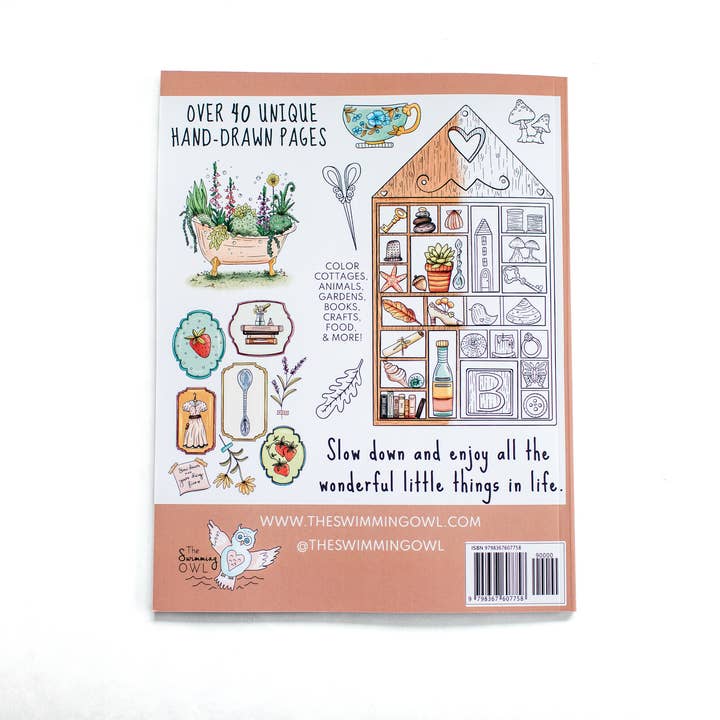 The Swimming Owl - Wholesale Coloring & Activity Book - Adult - Cozy Cottagecore Coloring Book For Adults + Teens1
